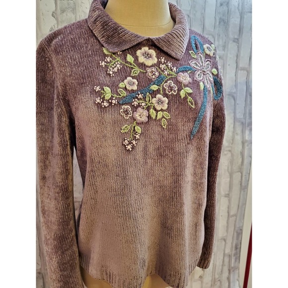 Alfred Dunner Lavender Sweater & Corduroy Pants Set - Petite - Picture 2 of 7